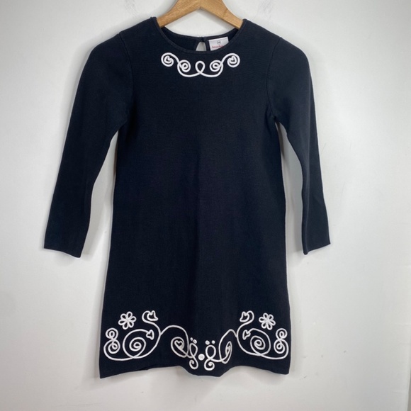 Hanna Andersson Milano Knit Dress 10 Embroidered Black White Holiday Christmas - Picture 11 of 11